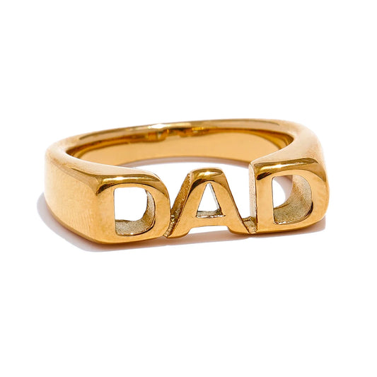 Family letter cast texture gold color statement ring - product image