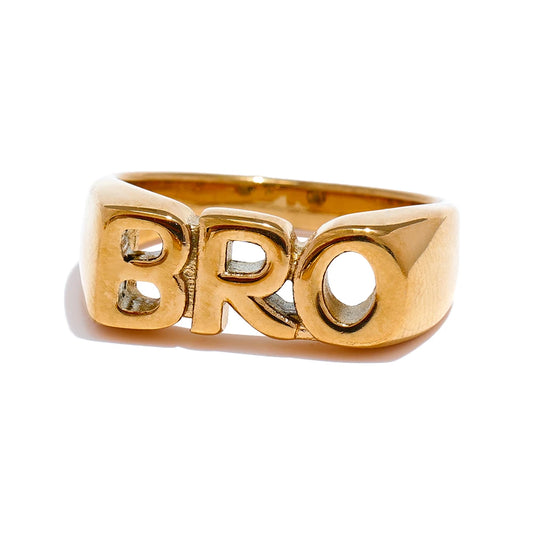 Family letter cast texture gold color statement ring - product image
