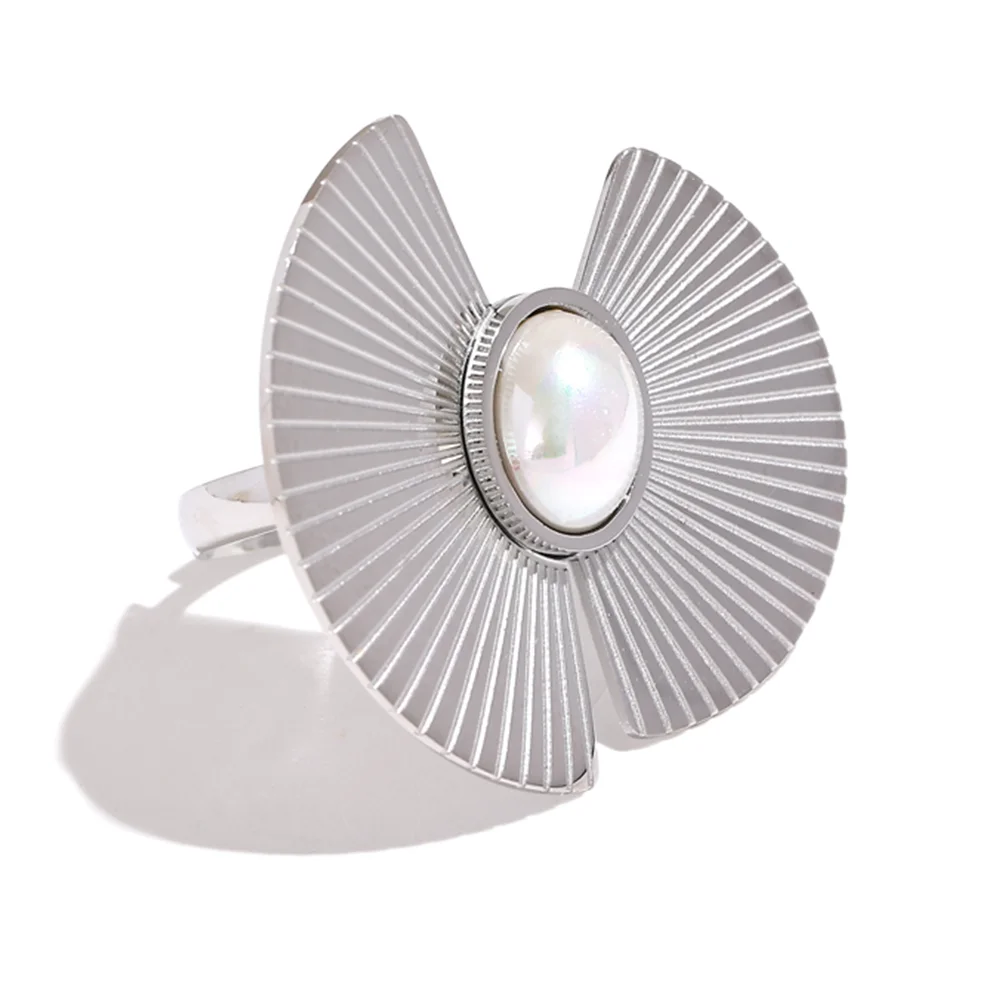Fan flowers pearl simulated tension ring - product image