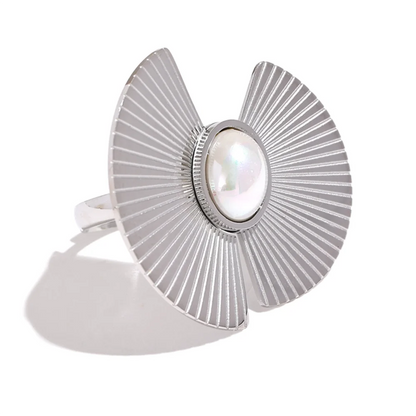 Fan flowers pearl simulated tension ring - product image