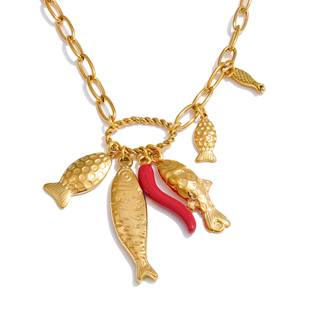 Fish chilli ocean style pendant necklace - product image