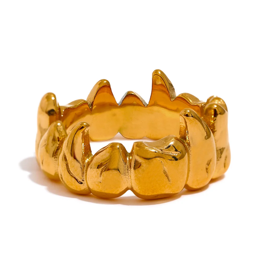 Flame heart wide modern textured ring - product image