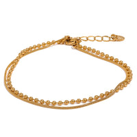 Flat Bead Double Layer Chain Bracelet Unisex