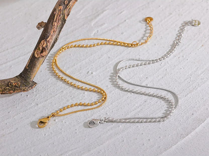 Flat bead double layer chain bracelet unisex - product image