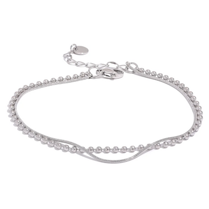 Flat bead double layer chain bracelet unisex - product image