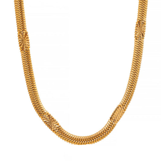 Flat snake chain necklace bracelet jewelry set - product image