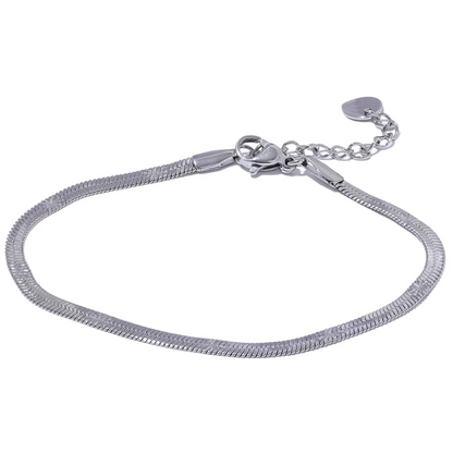 Flat snake chain necklace bracelet jewelry set - product image