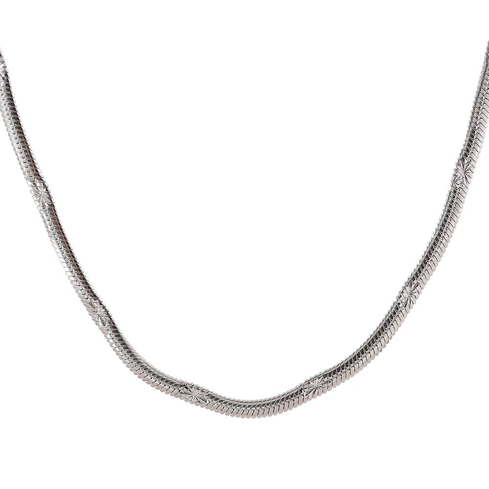 Flat snake chain necklace bracelet jewelry set - product image