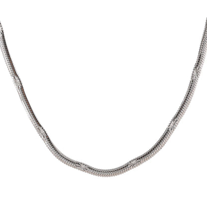 Flat snake chain necklace bracelet jewelry set - product image