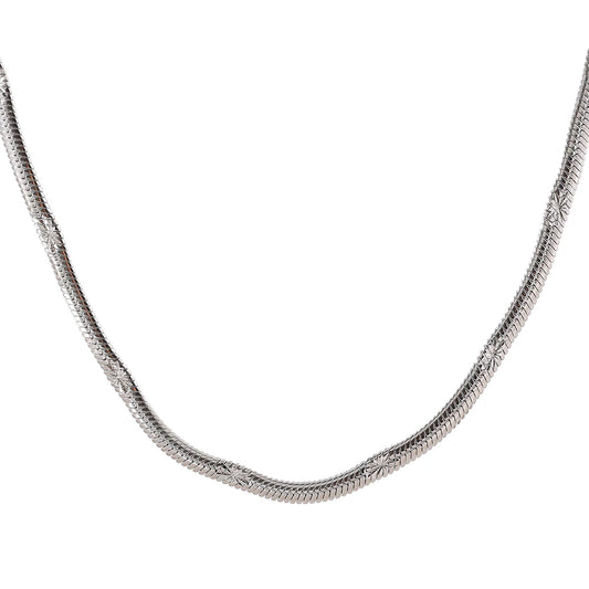 Flat snake chain necklace bracelet jewelry set - product image