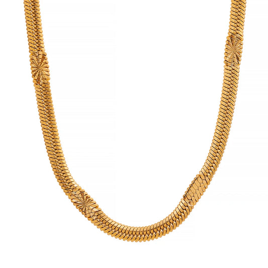 Flat snake chain necklace bracelet jewelry set - product image