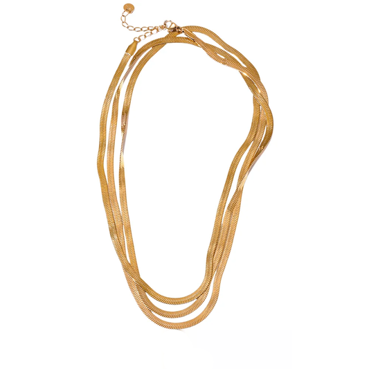 Flat snake long chain polished necklace - product image