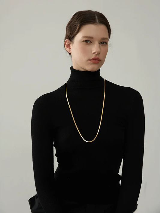 Flat snake long chain polished necklace - product image