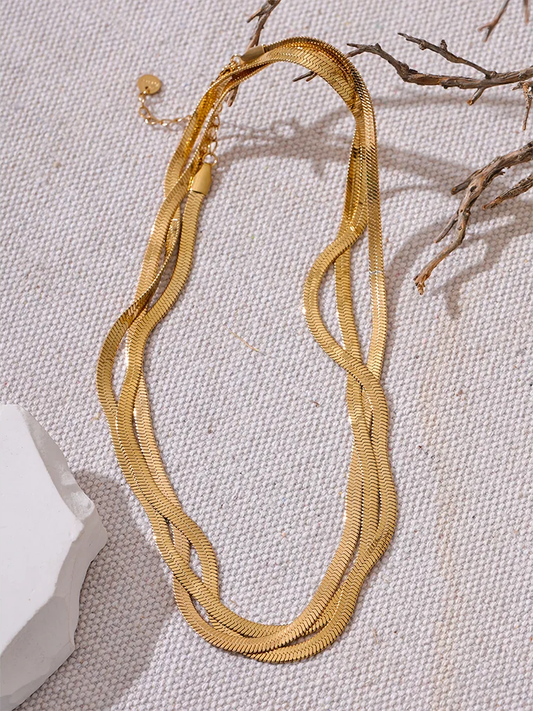 Flat snake long chain polished necklace - product image