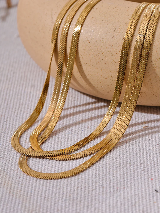Flat snake long chain polished necklace - product image