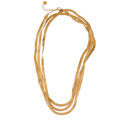 Flat snake long chain polished necklace - product image