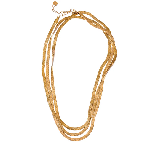 Flat snake long chain polished necklace - product image