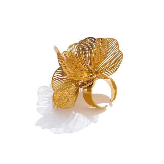 Flower adjustable hyperbole personality finger ring - product image