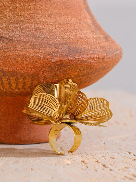 Flower adjustable hyperbole personality finger ring - product image