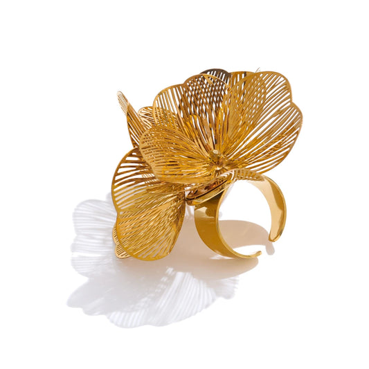 Flower adjustable hyperbole personality finger ring - product image