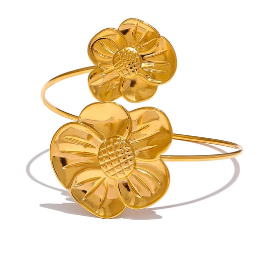Flower adjustable large waterproof bangle bracelet - product image