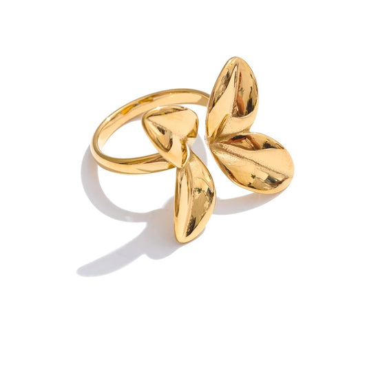 Flower adjustable polished charm fashion ring - product image