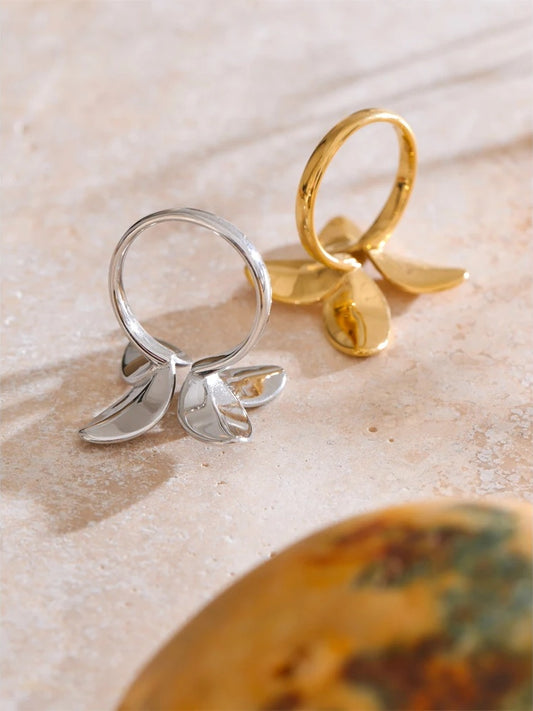 Flower adjustable polished charm fashion ring - product image
