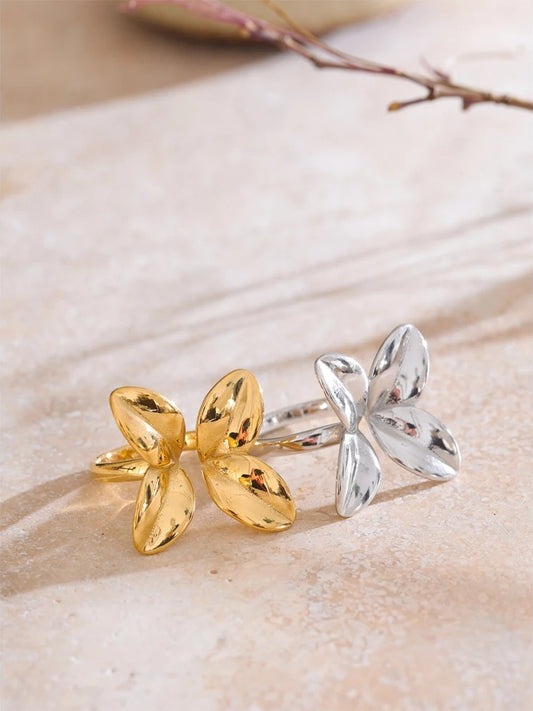 Flower adjustable polished charm fashion ring - product image