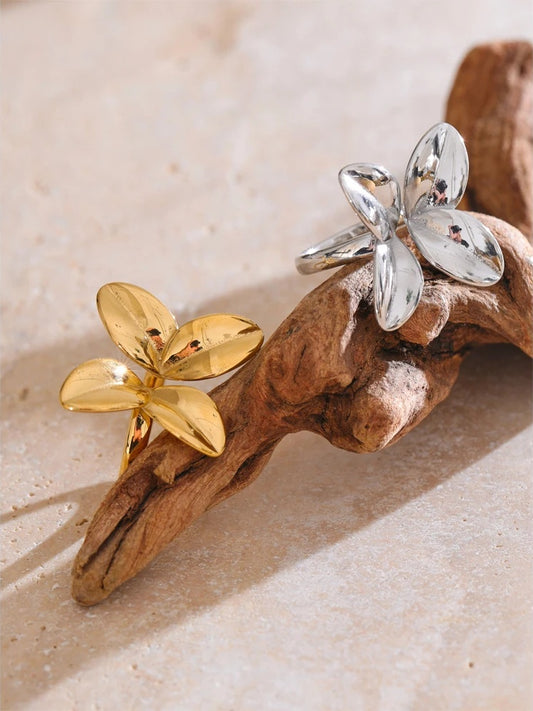 Flower adjustable polished charm fashion ring - product image