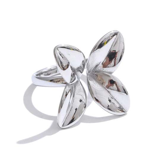 Flower adjustable polished charm fashion ring - product image
