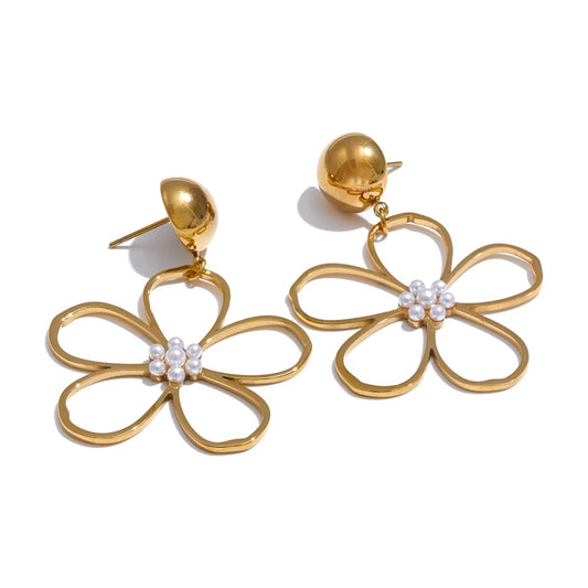 Flower big drop dangle earrings women - product image