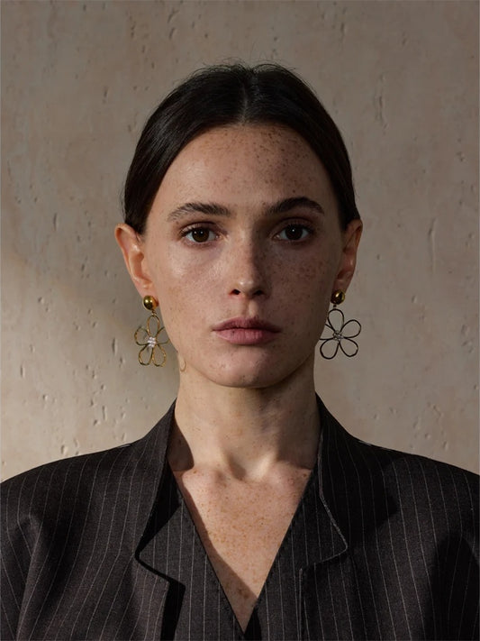 Flower big drop dangle earrings women - product image