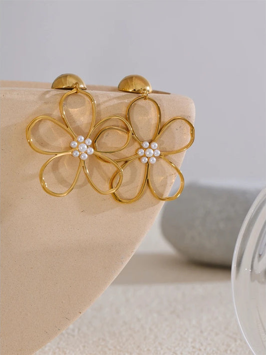 Flower big drop dangle earrings women - product image