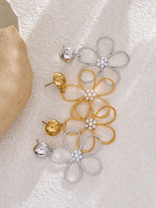 Flower big drop dangle earrings women - product image