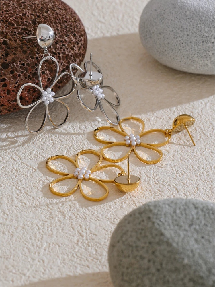 Flower big drop dangle earrings women - product image