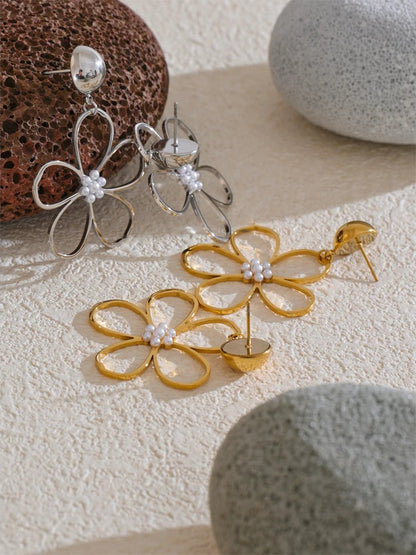 Flower big drop dangle earrings women - product image