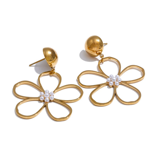 Flower big drop dangle earrings women - product image