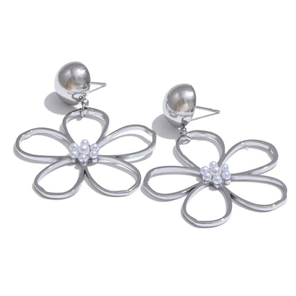 Flower big drop dangle earrings women - product image