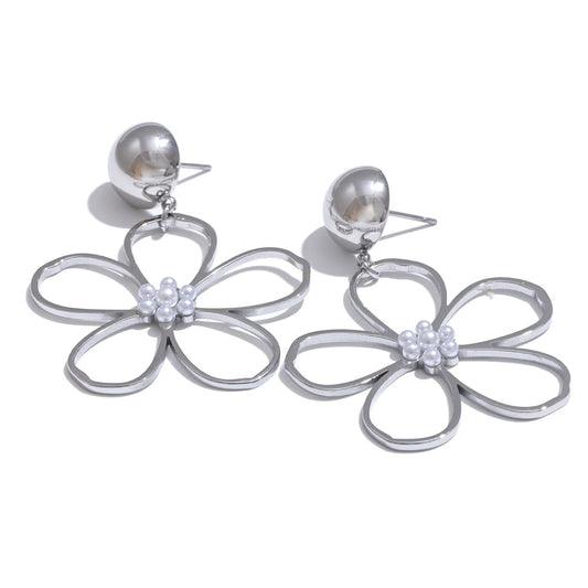 Flower big drop dangle earrings women - product image
