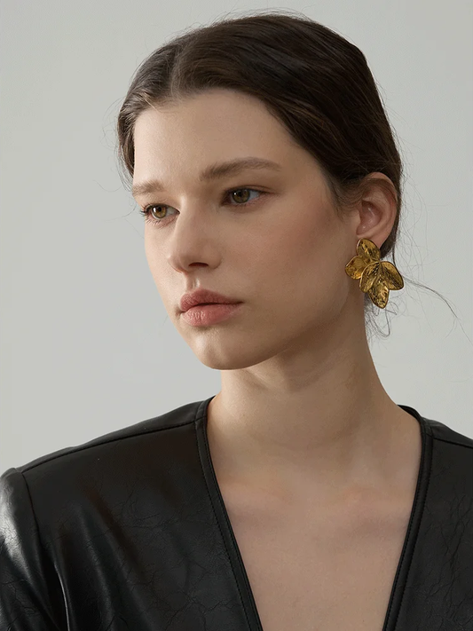 Flower big statement stud earrings - product image