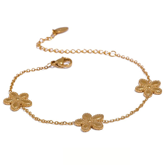 Flower chain gold color necklace bracelet set - product image