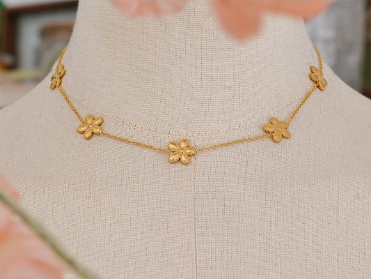 Flower chain gold color necklace bracelet set - product image