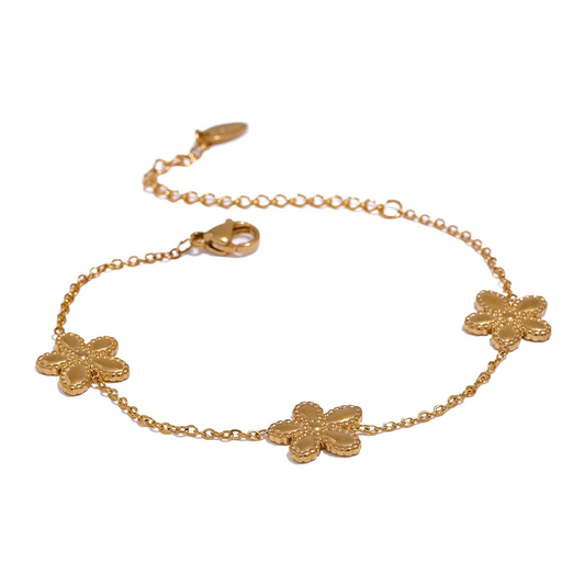 Flower chain gold color necklace bracelet set - product image