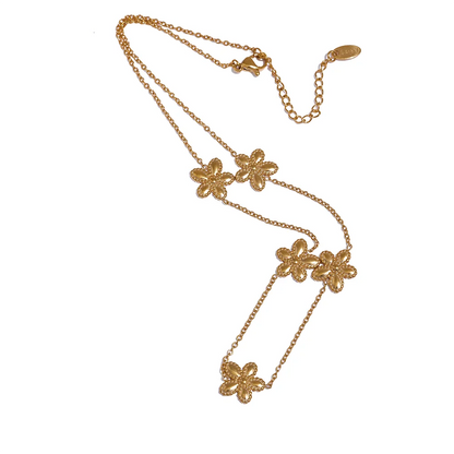Flower chain gold color necklace bracelet set - product image