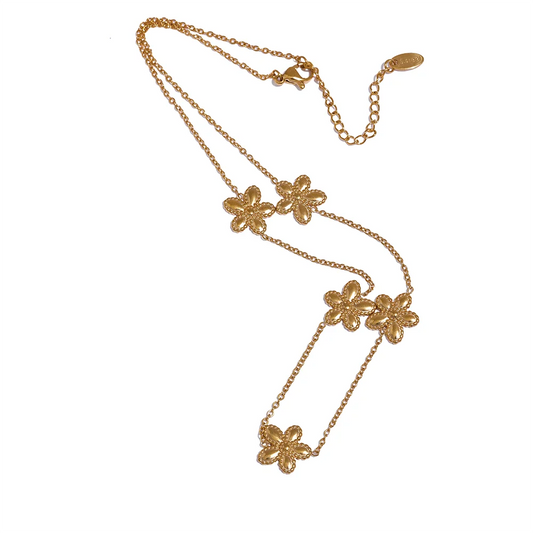 Flower chain gold color necklace bracelet set - product image