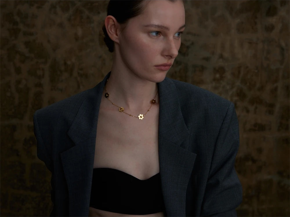 Flower chain link necklace women - product image