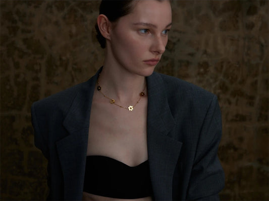 Flower chain link necklace women - product image