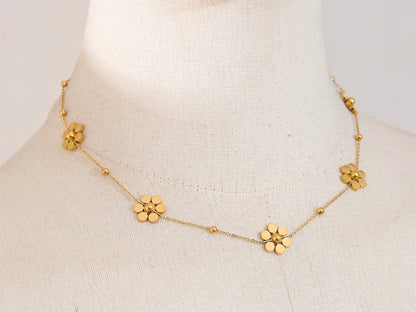 Flower chain link necklace women - product image