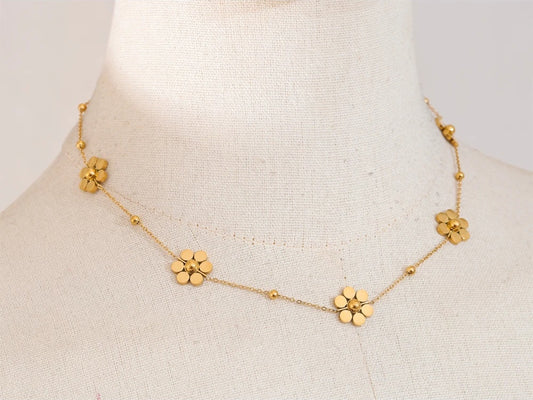 Flower chain link necklace women - product image