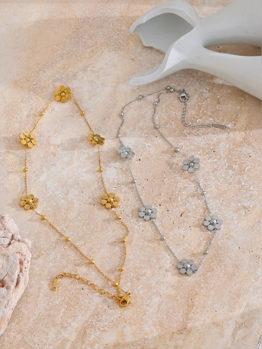 Flower chain link necklace women - product image